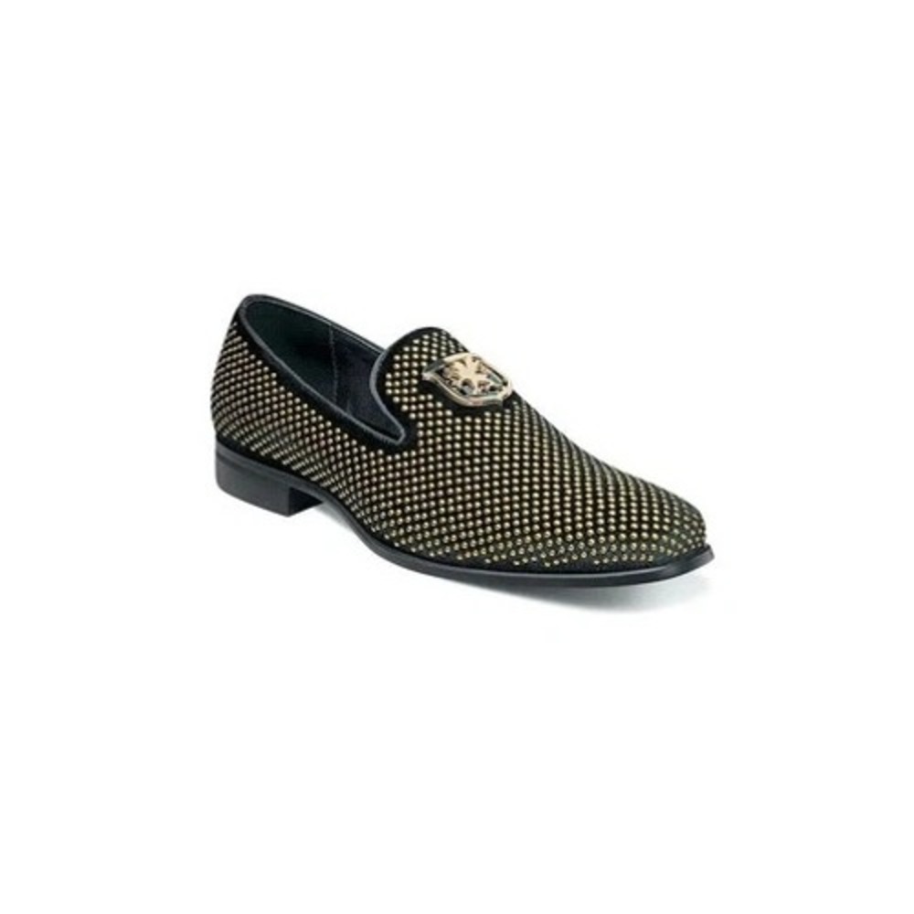 Stacy Adams swagger men 7M shoes studded slip on satin black gold